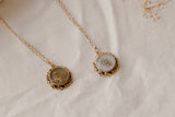 Pressed Flower Long Circle Pendant Necklace