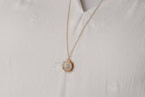 Pressed Flower Long Circle Pendant Necklace